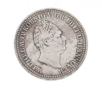 Silver coin 1 taler, 1835 A, William IV, King of Great Britain and Hanover, diameter 33 mm 