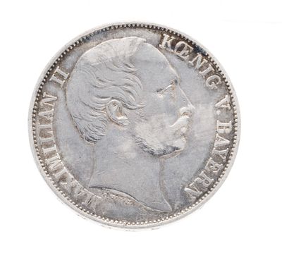 Silver coin 1 Vereinstaler, 1862, Maximilian II of Bavaria, diameter approx. 33 mm, weight 