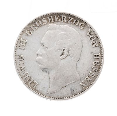 Silver coin 1 Vereinstaler, 1865, Ludwig III of Hesse, diameter approx. 33 mm, weight approx. 18.4 g