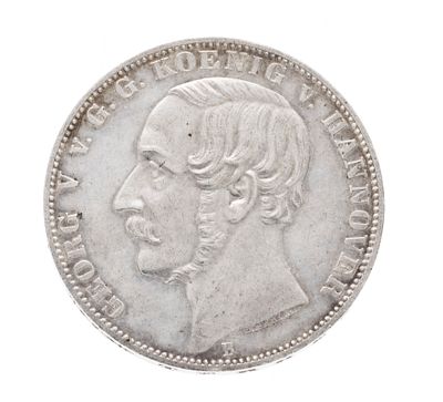 Silver coin 1 taler Waterloo, 1865, George IV of Hanover, diameter approx. 33 mm, weight 