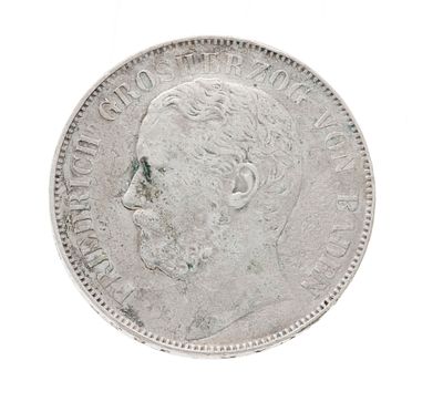 Silver coin 1 taler, 1868, Friedrich Grand Duke of Baden, diameter approx. 33 mm, weight 