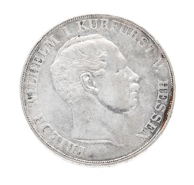 Silver coin 2 talers, 1855, Frederick William II, Elector of Hesse, diameter approx. 41 mm 