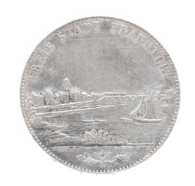 Silver coin 3 1/2 guilders or 2 talers, 1841, Free City of Frankfurt, diameter approx. 41 mm 