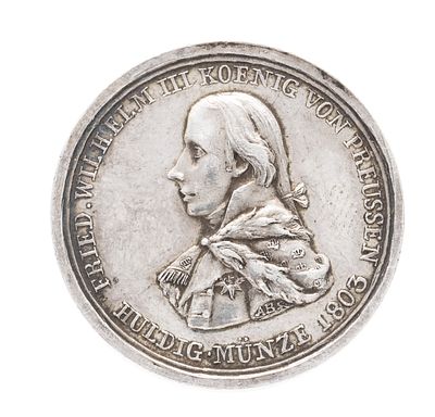 Silver coin medal, tribute coin for King Frederick William III of Prussia, 1803, diameter 