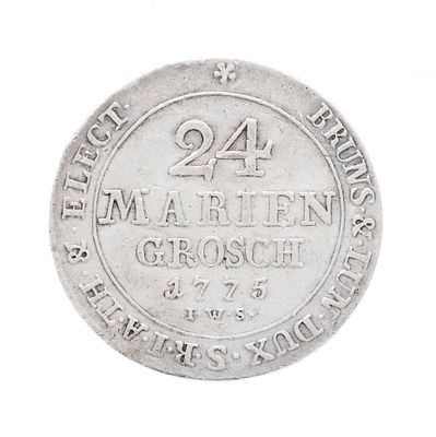Silver coin 24 Mariengroschen, 1775, George III Brunswick and Lüneburg, diameter approx. 34 mm 
