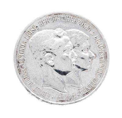 Silver coin 3 marks, 1915 A, Brunswick-Lüneburg, diameter approx. 33 mm, weight approx. 16.6 g
