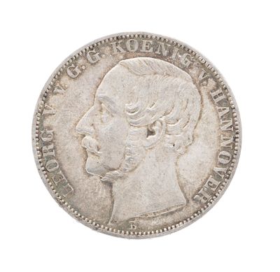 Silver coin Vereinstaler, 1862 B, George V, King of Hanover, diameter approx. 33 mm, weight 