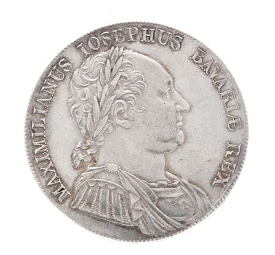 Silver coin 1 Convention Thaler, Bavaria 1818, Maximilian Joseph, diameter approx. 39 mm 