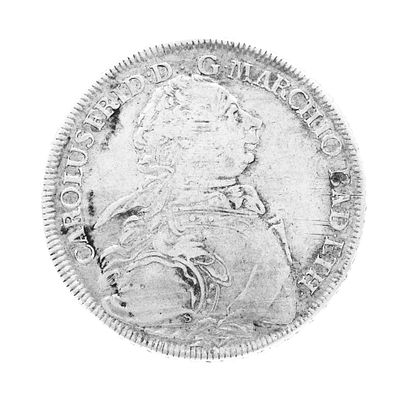 Silver coin 1 Convention thaler, Baden 1765, Karl Friedrich, diameter approx. 39 mm, weight 