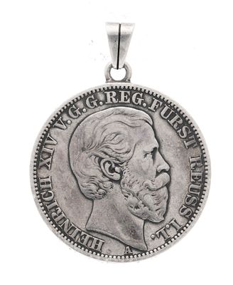 Silver coin 1 Vereinstaler, 1868 A, Heinrich XIV, Reuss younger line, looped, diameter approx. 