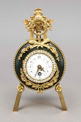 Cartouche clock on stand, 2nd half of 19th century. Cartouche clock on stand, 2nd half of the 