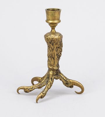 Figurative candlestick, late 19th century, brass, base and shaft shaped like a large eagle's 