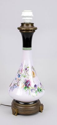 Lamp base, 1st half of the 20th century, polychrome painted ceramic, with bronze mounting 