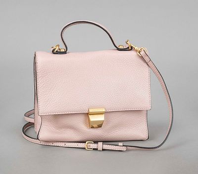 Coccinelle, Top Handle Crossbody Bag, powder-colored grained leather with dark contrasting 