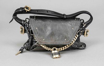 Chloé, Small Vintage Shoulder Bag, black fine-grained leather, gold-colored hardware, single 