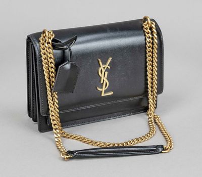 Yves Saint Laurent, Sunset Medium Bag, fine black calfskin, gold-colored hardware, adjustable 