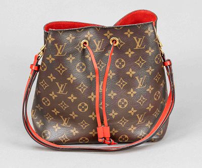Louis Vuitton, Coquelicot Monogram Canvas NoeNoe Bag, rubberized cotton fabric in classic logo 