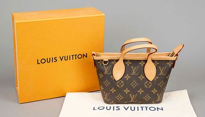 Louis Vuitton, Neverfull Monogram Canvas BB Bag, rubberized cotton fabric in classic logo print 