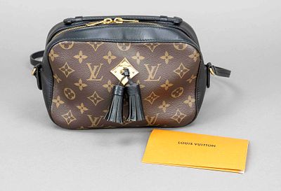 Louis Vuitton, Saintonge Monogram Canvas Noir Bag, rubberized cotton fabric in classic logo 