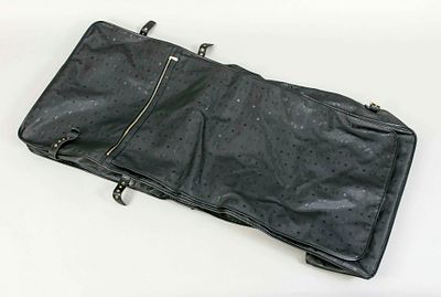 MCM, large garment bag, rubberized nylon fabric with heritage pattern logo print in black and 