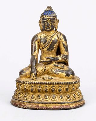 Akshobhya Buddha, Tibet, 19th century (or earlier?), bronze with remnants of gilding (fire 