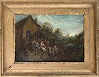 Dutch-Flemish genre painter of the 17th century, village fair in the style of Ostade or Teniers 
