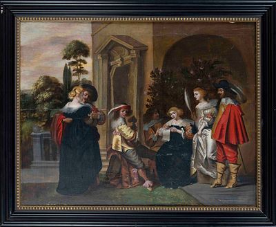 Christoffel Jacobszoon van der Lamen (1606/07-1651/52), Werstatt/circle, elegant society with 