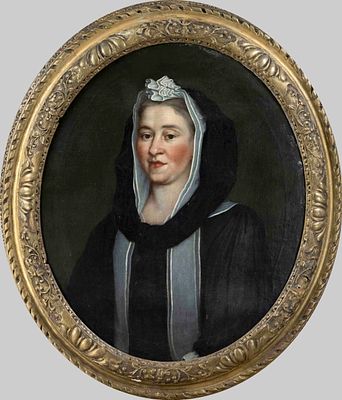 Portrait painter of the 18th century, representative portrait of a lady in an oval, oil on 