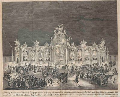 W.C.Mayer, copper engraving ''Magnificent illumination which by His Royal Highness....'' with 
