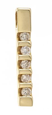Brilliant-cut pendant, 18K yellow gold 585/000, with 5 brilliant-cut diamonds, total 0.30 ct 