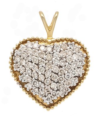 Brilliant heart pendant GG/WG 585/000 with pav&eacute;-set brilliant-cut diamonds, total 0.40 ct 