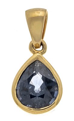 Spinel pendant GG 375/000 with a faceted spinel drop 8.2 x 7.2 mm blue, L. 19 mm, master's mark 