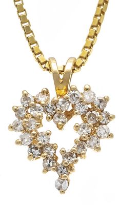 Heart diamond pendant GG 585/000 with 27 octagonal diamonds, total 0.22 ct, light tint W/SI, L. 