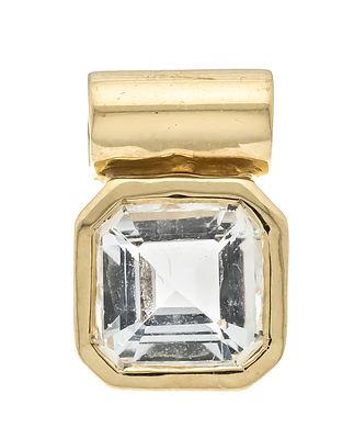 Aquamarine pendant GG 375/000 with an asscher-cut faceted aquamarine 7 x 7 mm pale blue, eye 