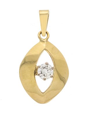 Solitaire brilliant pendant GG 585/000 with one brilliant 0.30 ct W/VVS-VS, L. 26 mm, 2.3 g