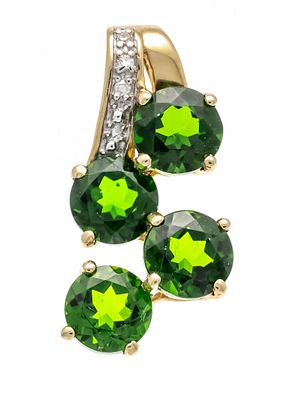 Chromdiopside pendant GG/WG 585/000 unstamped, tested, with 4 round faceted chromdiopsides 5 mm 