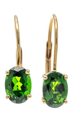 Chromium diopside earrings GG 333/000 with 2 oval faceted chromium diopsides 7 x 5 mm, L. 16 mm 