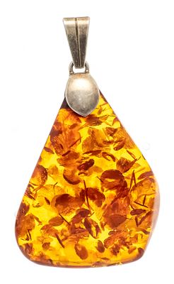 Fischland amber pendant, 835/000 silver with one piece of amber, 41 x 32 mm, length 55 mm, 10.0 g