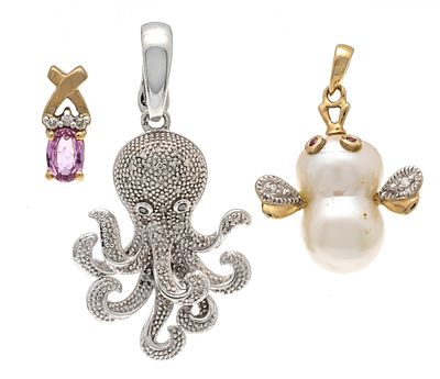 3-piece set GG 375/000 4.0 g and silver 925/000 4.4 g, total 8.4 g