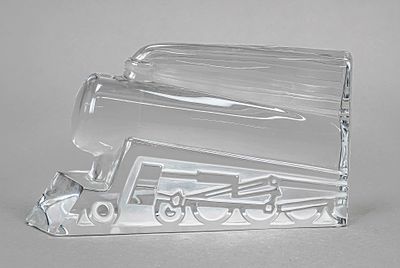 Torso of a locomotive, France, 2nd half of the 20th century, Daum, Nancy, clear glass, signed 