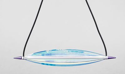 Unique glass object, 20th century, designed by Jan Malthesius, in Zeppelin form, attached to 