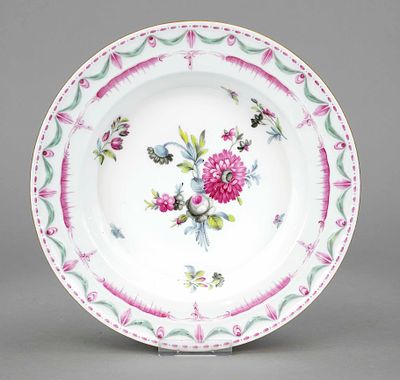 Deep plate, KPM Berlin, circa 1800, 1st choice, Kurland form, designed for the last Duke of 