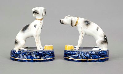 Pair of hunting dogs, Staffordshire, England, 1st half of the 19th century, earthenware 