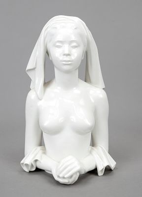 Bust of Nausicaa, KPM Berlin, marked before 1962, 1st choice, white, designed by Siegmund 