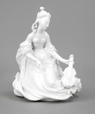 Lady with knee fiddle, KPM Berlin, marked 1962-1992, second choice, designed by Paul Scheurich 