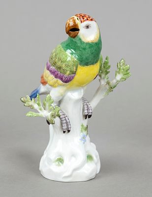 Parrot on a branch, Meissen, after 1973, 1st choice, design by Johann Carl SCH&Ouml;NEIT from 
