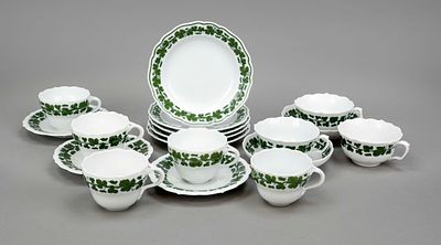 Three tea and two coffee sets, 18 pcs., Meissen, marks after 1924, including 2x Pfeiffer mark 