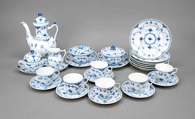 Coffee service for 6 people, 26 pieces, Royal Copenhagen, Denmark, marked 1967-91, 1st choice 