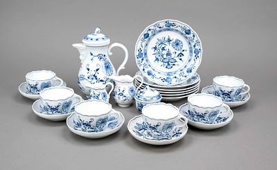 Coffee service for 6 people, 22 pieces, Meissen, 20th century, mostly 1st choice, shape: new 