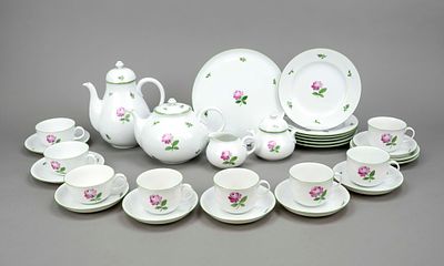 Coffee and tea service for up to 6 people, 29 pieces, Augarten, Vienna, late 20th century, Art 
